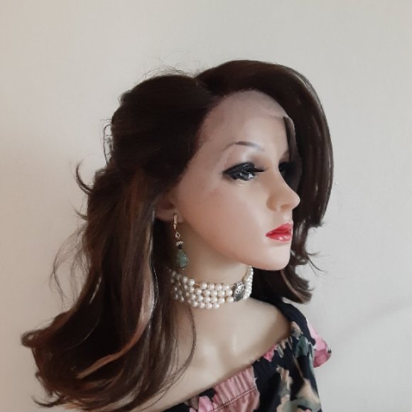 Brown wig lace front wig color 4 human hair mix main image 7